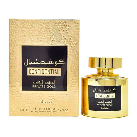 Confidential Private Gold de Lattafa edp 100 ml Unisex - Perfumes Unisex - Perfumes Arabes - Perfumes Originales